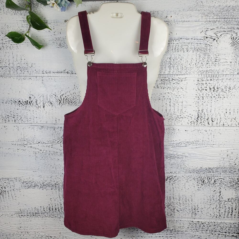 Burgundy Sz Small Corduroy Overall Pinafore Dress Cotton Y2K Grunge Minimalist